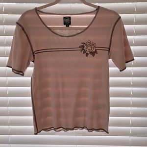 FINAL SALE: Santa Cruz Pale Pink Rose T-Shirt with Grey trim | Size: Medium